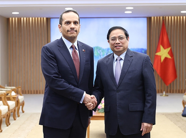 Thủ tướng Chính phủ Phạm Minh Chính tiếp Phó thủ tướng, Bộ trưởng Ngoại giao Qatar